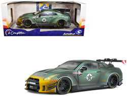 2022 Nissan GT-R (R35) RHD (Right Hand Drive) Liberty Walk 2.0 Body Kit "Army Fighter" "Competition" Series 1/18 Diecast Model Car by Solido