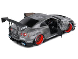 2020 Nissan GT-R (R35) RHD (Right Hand Drive) with Liberty Walk 2.0 Body Kit Dark Silver "Catalogue Design" 1/18 Diecast Model Car by Solido