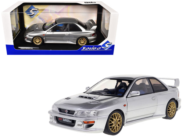 1998 Subaru Impreza 22B RHD (Right Hand Drive) Silver Metallic with Gold Wheels 1/18 Diecast Model Car by Solido