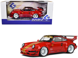 2021 RWB Bodykit #40 Red with Gold Stripes, Black Top and Cherry Blossom Graphics "Red Sakura" 1/18 Diecast Model Car by Solido