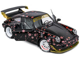 2021 RWB (Porsche) Aoki Matte Black with Cherry Blossom Graphics "Rauh WeltBegriff" 1/18 Diecast Model Car by Solido