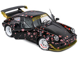 2021 RWB Aoki Matte Black with Cherry Blossom Graphics "Rauh WeltBegriff" 1/18 Diecast Model Car by Solido