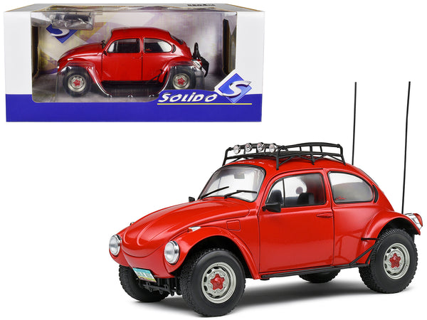 1976 Volkswagen Beetle Baja Red Metallic with Roof Rack 1/18 Diecast Model Car by Solido
