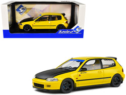 1991 Honda Civic (EG6) RHD (Right Hand Drive) "Spoon Version" Yellow Carnival with Black Hood 1/18 Diecast Model Car by Solido