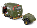 1950 Volkswagen Kool Kombi Van with Trailer "Army Fighter" Green with Graphics 1/18 Diecast Model by Solido