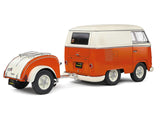 1950 Volkswagen Kool Kombi Van with Trailer Orange and White 1/18 Diecast Model by Solido