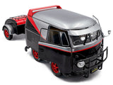 2024 Volkswagen Kool Kombi Sport Van with Trailer - Black and Silver with Red Stripe 1/18 Diecast Model by Solido