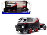 2024 Volkswagen Kool Kombi Sport Van with Trailer - Black and Silver with Red Stripe 1/18 Diecast Model by Solido