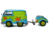 Volkswagen Kool Kombi Van with Trailer "Ghost Hunter" Blue and Green with Graphics 1/18 Diecast Model by Solido