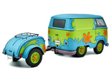Volkswagen Kool Kombi Van with Trailer "Ghost Hunter" Blue and Green with Graphics 1/18 Diecast Model by Solido