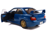 2003 Subaru Impreza WRX STI RHD (Right Hand Drive) Sonic Blue Metallic with Gold Wheels 1/18 Diecast Model Car by Solido