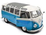 1962 Volkswagen T1 Samba Bus Baby Blue and White 1/18 Diecast Model by Solido