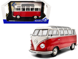 1962 Volkswagen T1 Samba Bus Red and White 1/18 Diecast Model by Solido