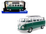 1962 Volkswagen T1 Samba Bus Green and White 1/18 Diecast Model by Solido