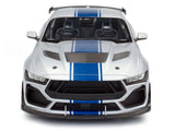 2024 Ford Shelby Mustang Super Snake Gray Metallic with Blue Stripes 1/18 Diecast Model Car by Solido