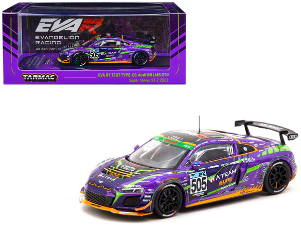 Audi R8 LMS GT4 EVA RT TEST TYPE-01 #505 Nishimura - Okamoto - Tagahara - Thong - Fujiwara "Evangelion Racing" "Super Taikyu ST-Z" (2021) "Hobby64" Series 1/64 Diecast Model Car by Tarmac Works
