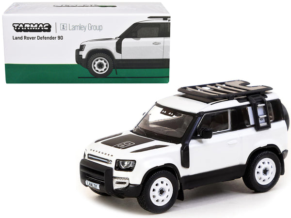 Land Rover Defender 90 White Metallic with Roof Rack "Lamley Special Edition" "Global64" Series 1/64 Diecast Model by Tarmac Works