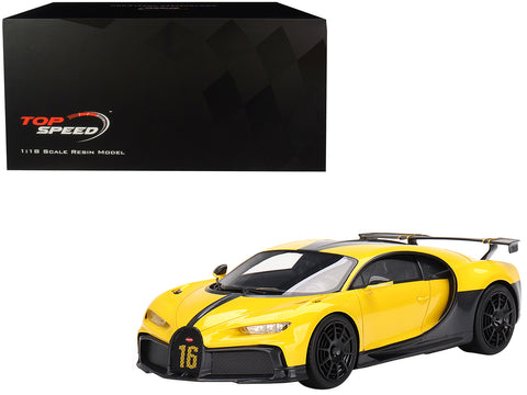 Bugatti Chiron Pur Sport Yellow and Black 1 18 Model Car by Top