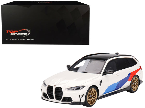 BMW M3 M-Performance Touring Alpine White with Graphics and Black Top 1/18 Model Car by Top Speed
