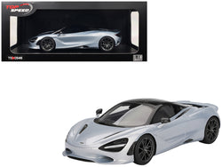 McLaren 750S Ice Silver Metallic with Black Top 1/18 Model Car by Top Speed