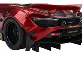 McLaren 720S "LB-Works" Gem Red Metallic with Black Top 1/18 Model Car by Top Speed