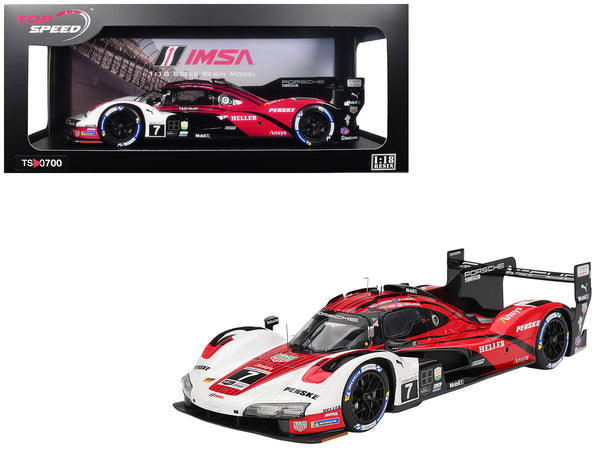 Porsche 963 #7 Dane Cameron - Matt Campbell - Felipe Nasr - Josef Newgarden "Porsche Penske Motorsport" Winner IMSA "24 Hours of Daytona" (2024) 1/18 Model Car by Top Speed