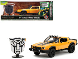1977 Chevrolet Camaro Off-Road Version "Bumblebee" Yellow Metallic with Black Stripes and Transformers Logo Diecast Statue "Transformers: Rise of the Beasts" (2023) Movie "Hollywood Rides" Series 1/24 Diecast Model Car by Jada