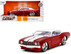 1971 Chevrolet Chevelle SS Candy Red with White Top and White Stripes "Bigtime Muscle" Series 1/24 Diecast Model Car by Jada