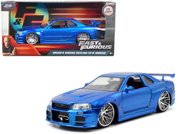 Brian's Nissan GTR Skyline R34 Blue "Fast & Furious" Movie 1/24 Diecast Model Car by Jada