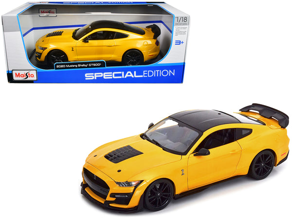 2020 Ford Mustang Shelby GT500 Yellow with Black Top "Special Edition" 1/18 Diecast Model Car by Maisto