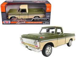 1969 Ford F-100 Pickup Truck Light Green and Cream 1/24 Diecast Model by Motormax
