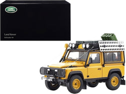 Land Rover Defender 90 Yellow with Roof Rack and Accessories 1/18 Diecast Model by Kyosho