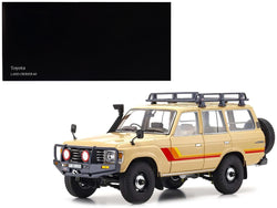 Toyota Land Cruiser 60 RHD (Right Hand Drive) Beige with Stripes and Roof Rack with Accessories 1/18 Diecast Model by Kyosho