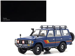 Toyota Land Cruiser 60 RHD (Right Hand Drive) Blue with Stripes and Roof Rack with Accessories 1/18 Diecast Model by Kyosho