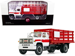 GMC 6500 Stake Truck White and Red 1/34 Diecast Model by First Gear