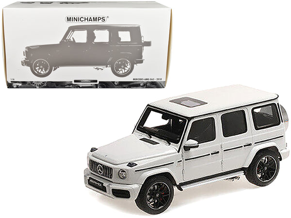 2018 Mercedes-Benz AMG G63 White with Sunroof 1/18 Diecast Model by Minichamps