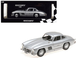 1955 Mercedes Benz 300 SL (W198) Silver Limited Edition to 600 pieces Worldwide 1/18 Diecast Model Car by Minichamps