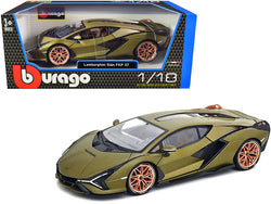 Lamborghini Sian FKP 37 Green Metallic with Copper Wheels 1/18 Diecast Model Car by Bburago