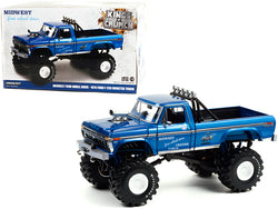 1974 Ford F-250 Ranger XLT Monster Truck with 48-Inch Tires Blue Metallic "Midwest Four Wheel Drive Center" "Kings of Crunch" Series 1/18 Diecast Model by Greenlight