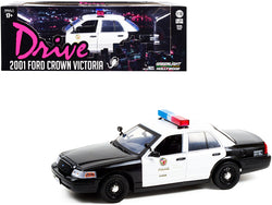 2001 Ford Crown Victoria Police Interceptor Black and White "Los Angeles Police Department - (LAPD)" "Drive" (2011) Movie 1/18 Diecast Model Car by Greenlight