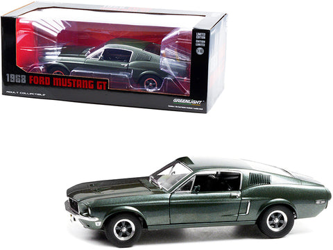 1968 Ford Mustang GT Fastback Highland Green Metallic 1/18 Diecast Model Car by Greenlight