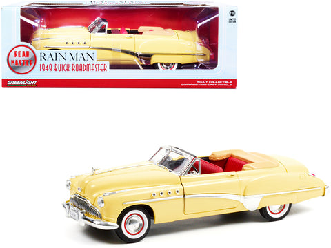 1949 Buick Roadmaster Convertible (Charlie Babbitt's) Yellow with Red Interior "Rain Man" (1988) Movie 1/18 Diecast Model Car by Greenlight