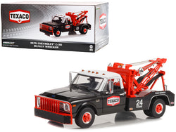 1970 Chevrolet C-30 Dually Wrecker Tow Truck "Texaco 24 Hour Road Service" Black with White Top 1/18 Diecast Model by Greenlight
