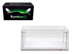 Collectible Acrylic Display Case with LED Lights and white base for 1/18 and 1/24 Diecast Models by Illumibox