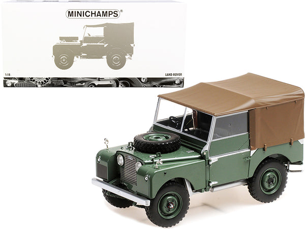 1949 Land Rover RHD (Right Hand Drive) Green with Brown Canopy 1/18 Diecast Model by Minichamps