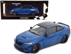 2020 BMW M2 CS Blue Metallic with Carbon Top 1/18 Diecast Model Car by Minichamps