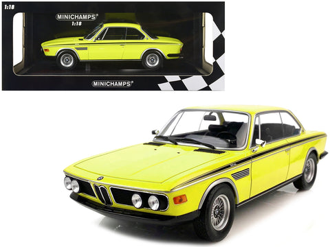 1971 BMW 3.0 CSL Yellow with Black Stripes Limited Edition to 600 pieces Worldwide 1/18 Diecast Model Car by Minichamps
