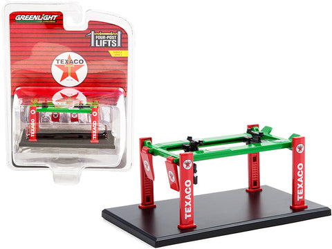 Adjustable Four-Post Lift "Texaco" Red and Green "Four-Post Lifts" Series #2 1/64 Diecast Model by Greenlight