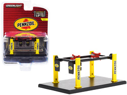 Adjustable Four-Post Lift "Pennzoil" Black and Yellow "Four-Post Lifts" Series #3 1/64 Diecast Model by Greenlight