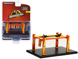 Adjustable Four-Post Lift "ArmorAll" Orange and Yellow "Four-Post Lifts" Series #4 1/64 Diecast Model by Greenlight